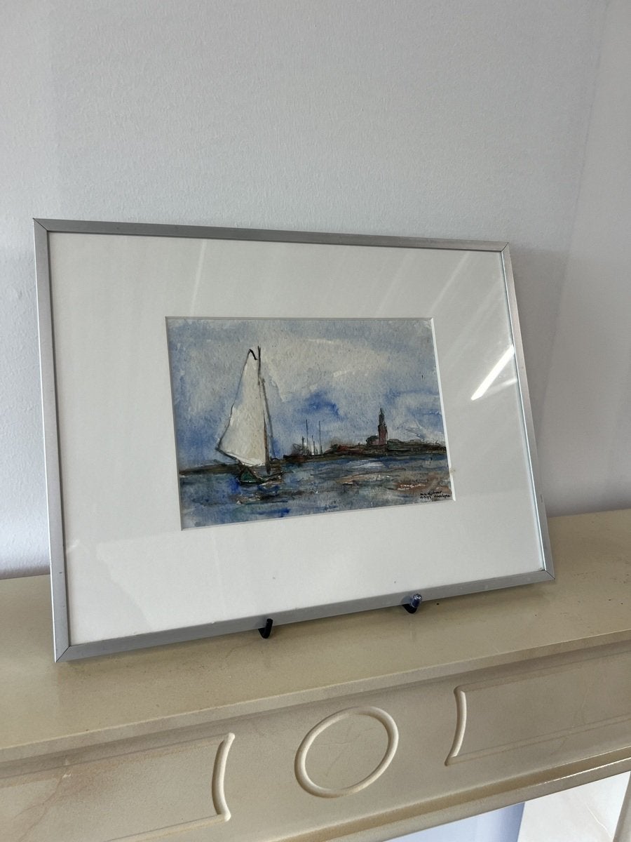 Kavel 87 - Aquarel “Hindeloopen” Maya Wildevuur, Antiek en Kunst, Ophalen of Verzenden