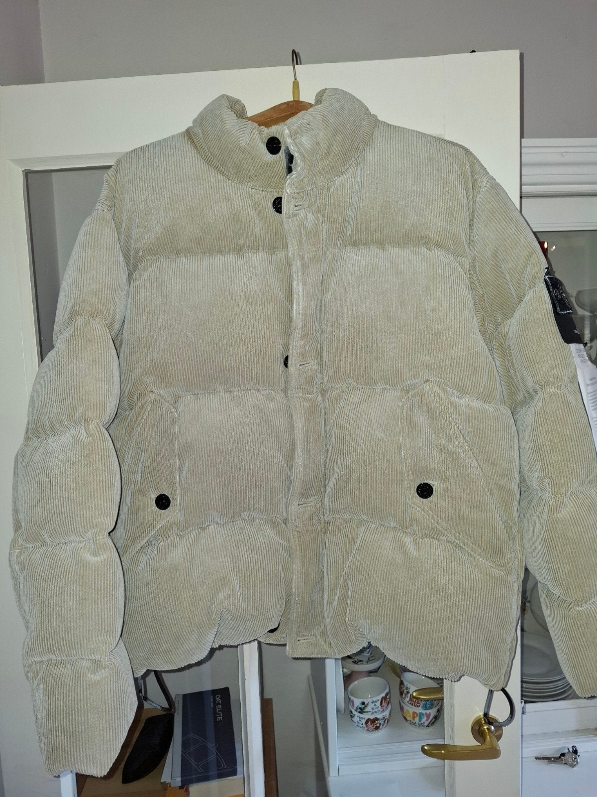 Stone Island Corduroy 800 Down L, Ophalen, Maat 52/54 (L), Beige, Nieuw