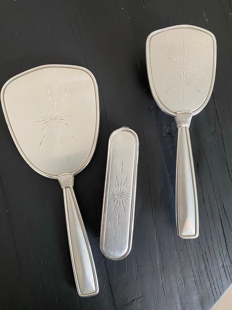 Vintage Kapset Jaren '50 - Spiegel en Borstels, Antiek en Kunst, Ophalen of Verzenden