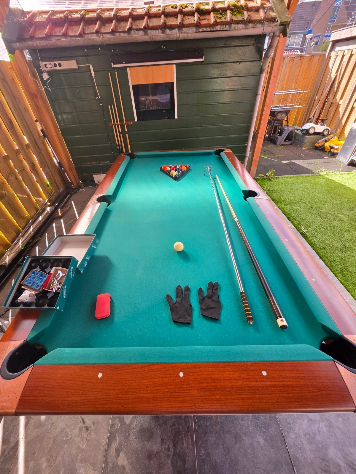 Biljarttafel 260 x 145 cm compleet met accessoires, Sport en Fitness, Ophalen, Pooltafel
