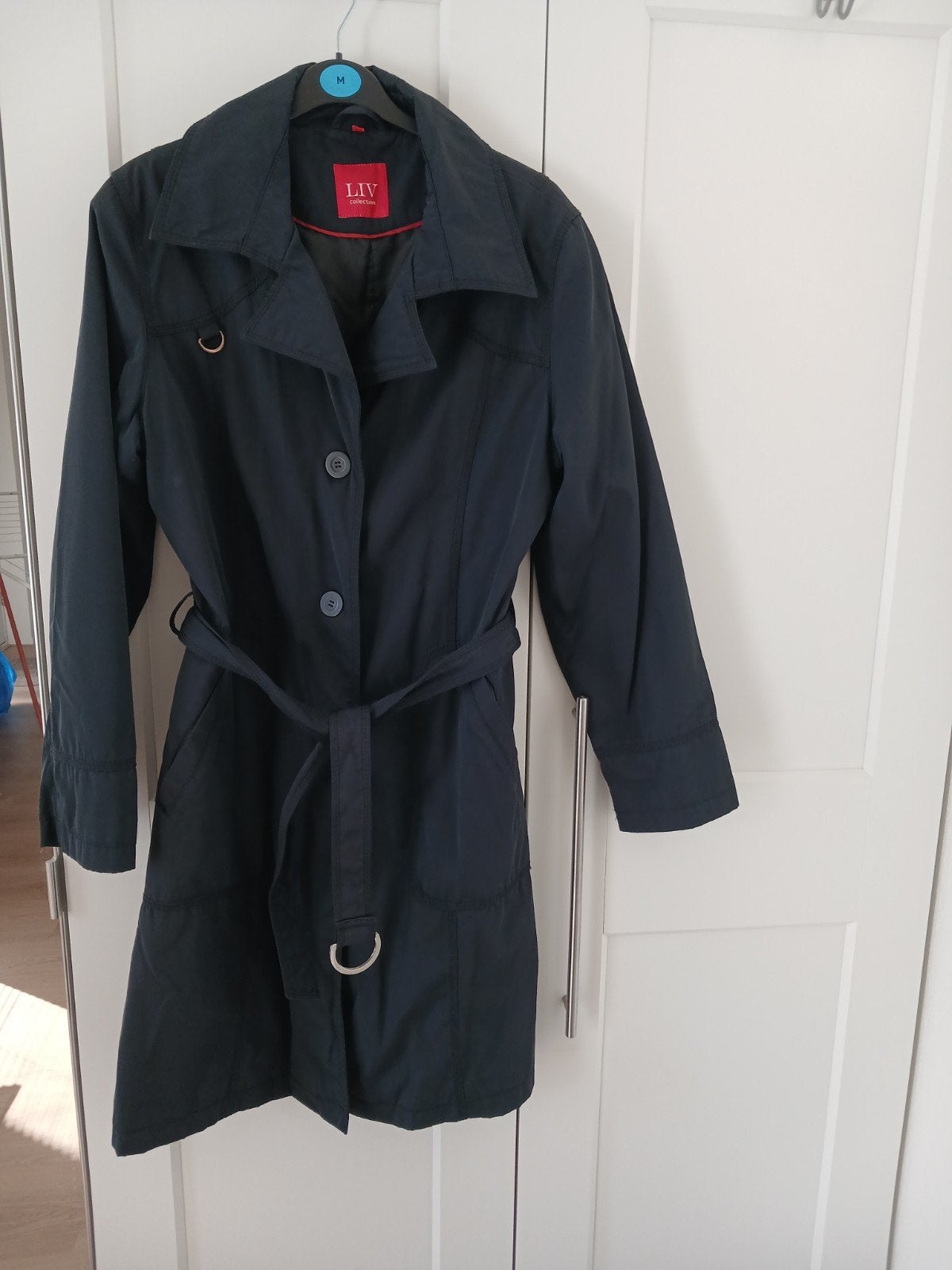 Blauwe trenchcoat Liv Collection regenjas maat 44 = maat 42, Maat 42/44 (L), Zo goed als nieuw, LIV, Verzenden