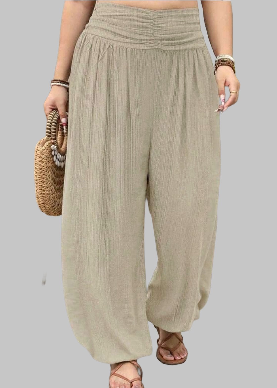 Harembroek Beige (44-52), Verzenden, Nieuw, Beige, Broek of Spijkerbroek