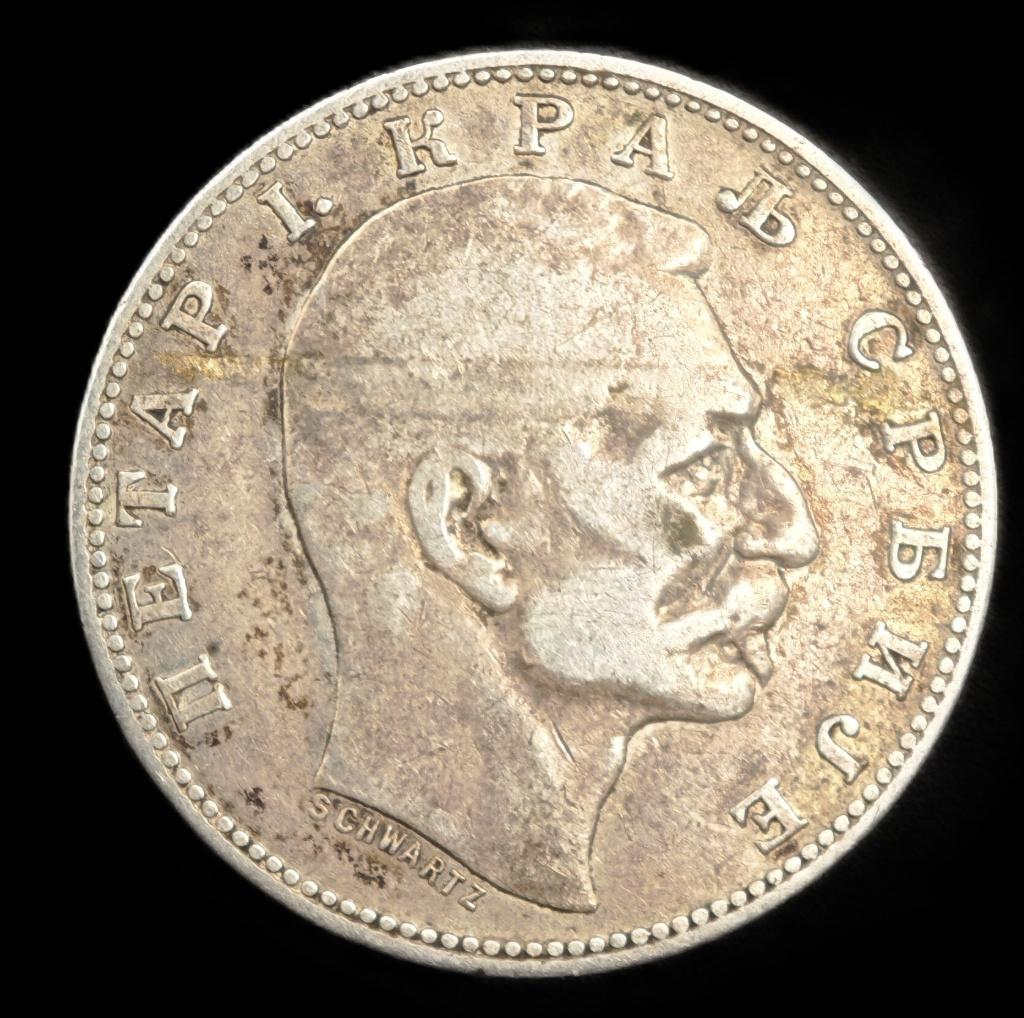 1904 1 Dinar Servie, Verzenden, Overige landen, Losse munt, Zilver