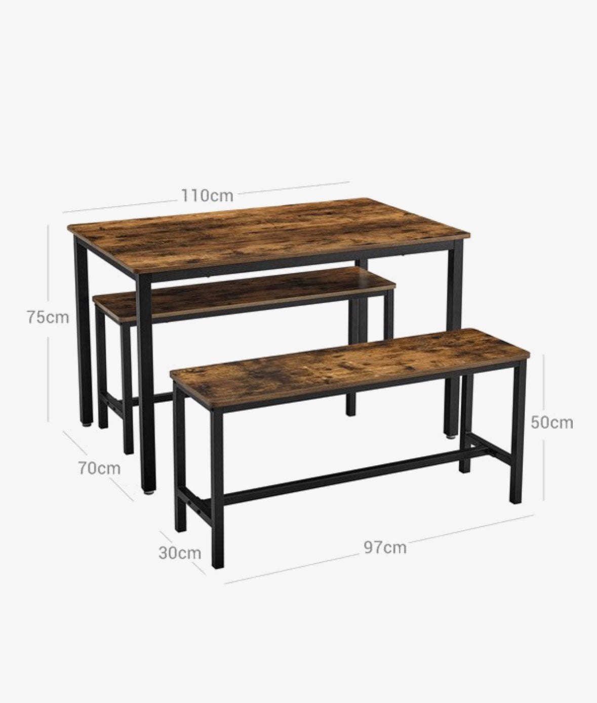 Industriele tafel met bankjes, Ophalen, Overige materialen, 50 tot 100 cm, 100 tot 150 cm