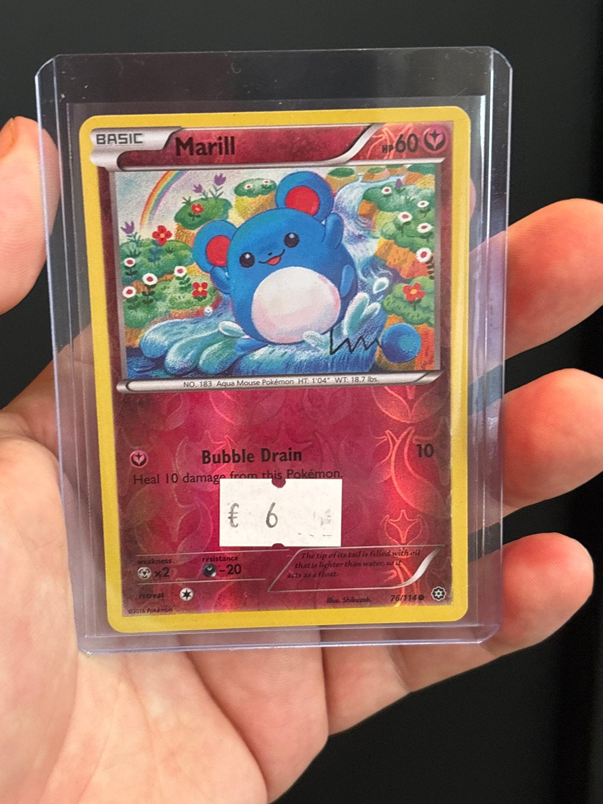 Pokémon Kaart Marill 76/114 XY Roaring Skies Foil, Ophalen of Verzenden, Zo goed als nieuw, Losse kaart, Foil