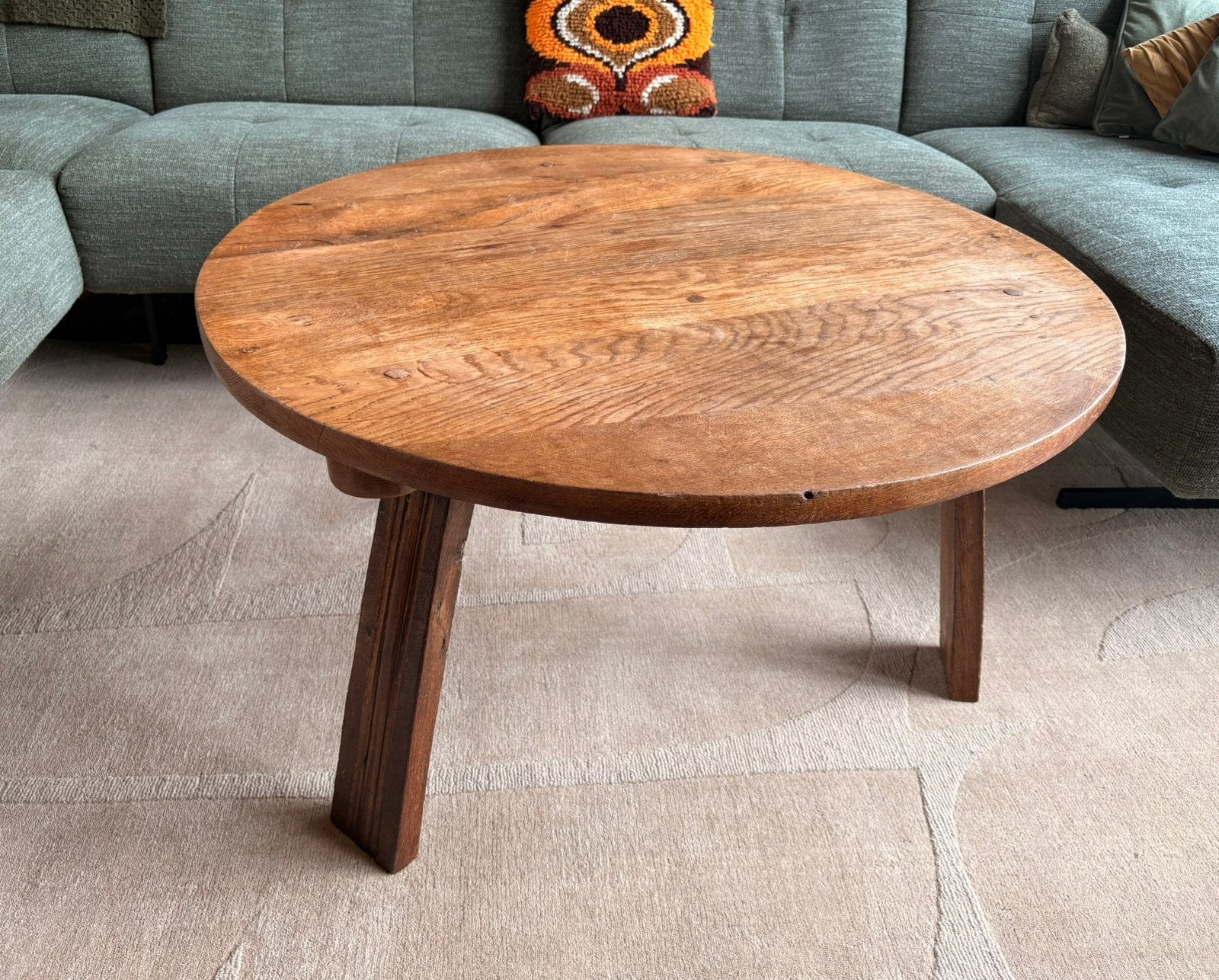 Brutalist / vintage / retro stoere salontafel, Ø 93 cm, Ophalen, 50 – 75, Gebruikt, 50 tot 100 cm