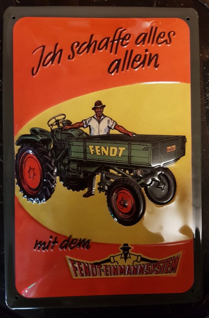 Fendt Ich schaffe alles allein tractor relief metalen deco, Ophalen of Verzenden, Nieuw, Auto's