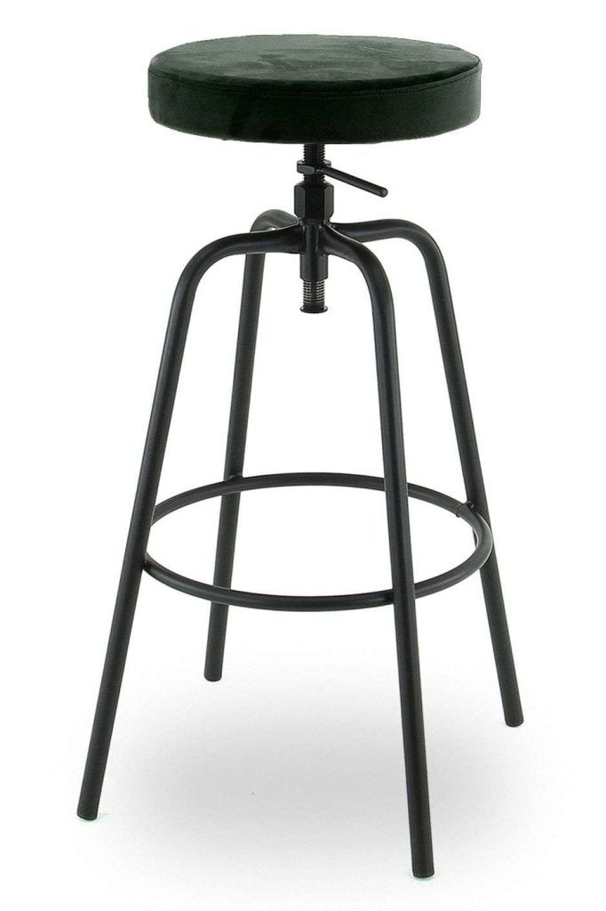 Mii retro / vintage barkruk velours ( oa petrol en olive ), 60 tot 90 cm, Nieuw, Ophalen of Verzenden, Industriestraat 5