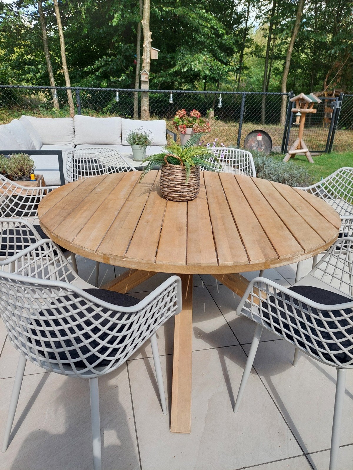 Tuintafel Lex rond teak, Ophalen, Eettafel, 6 zitplaatsen, Teakhout