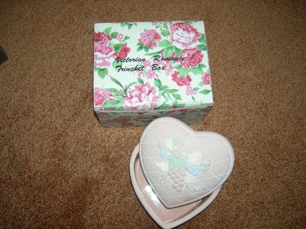 Vintage Hartvormig Sieradendoosje met Bloemenprint Doos, Overige typen, Nieuw, Ophalen of Verzenden, Ovaal