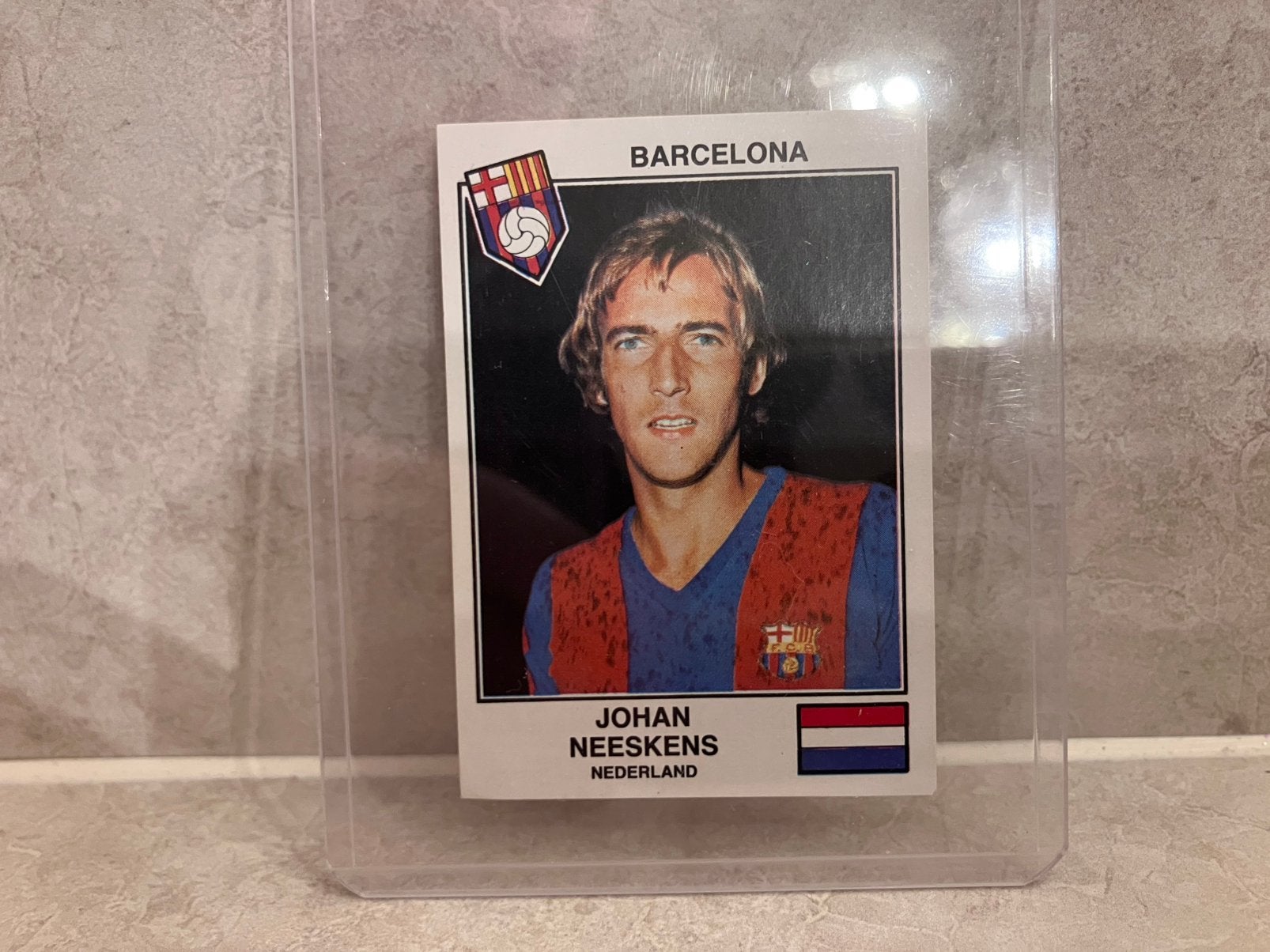 Panini Johan Neeskens FC Barcelona 1979, Ophalen of Verzenden, Zo goed als nieuw, Buitenlandse clubs, Poster, Plaatje of Sticker