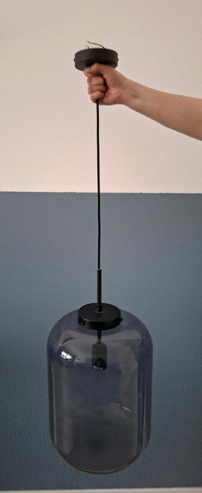 Industriele hanglamp, Huis en Inrichting, Lampen | Hanglampen, Ophalen, Glas