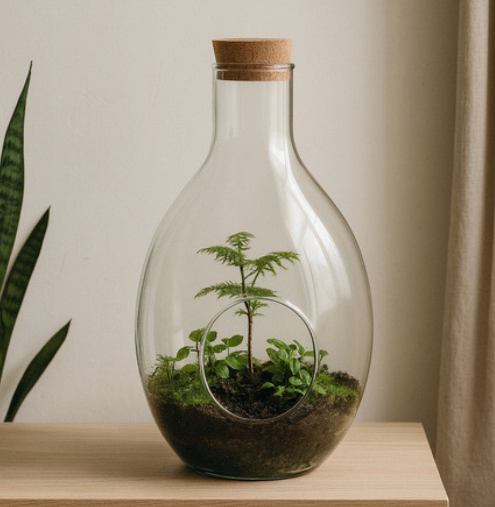 Glazen Terrarium met Kurkstop - 33 cm hoog, Transparant, Ophalen of Verzenden, Gerecycled glas, Glas
