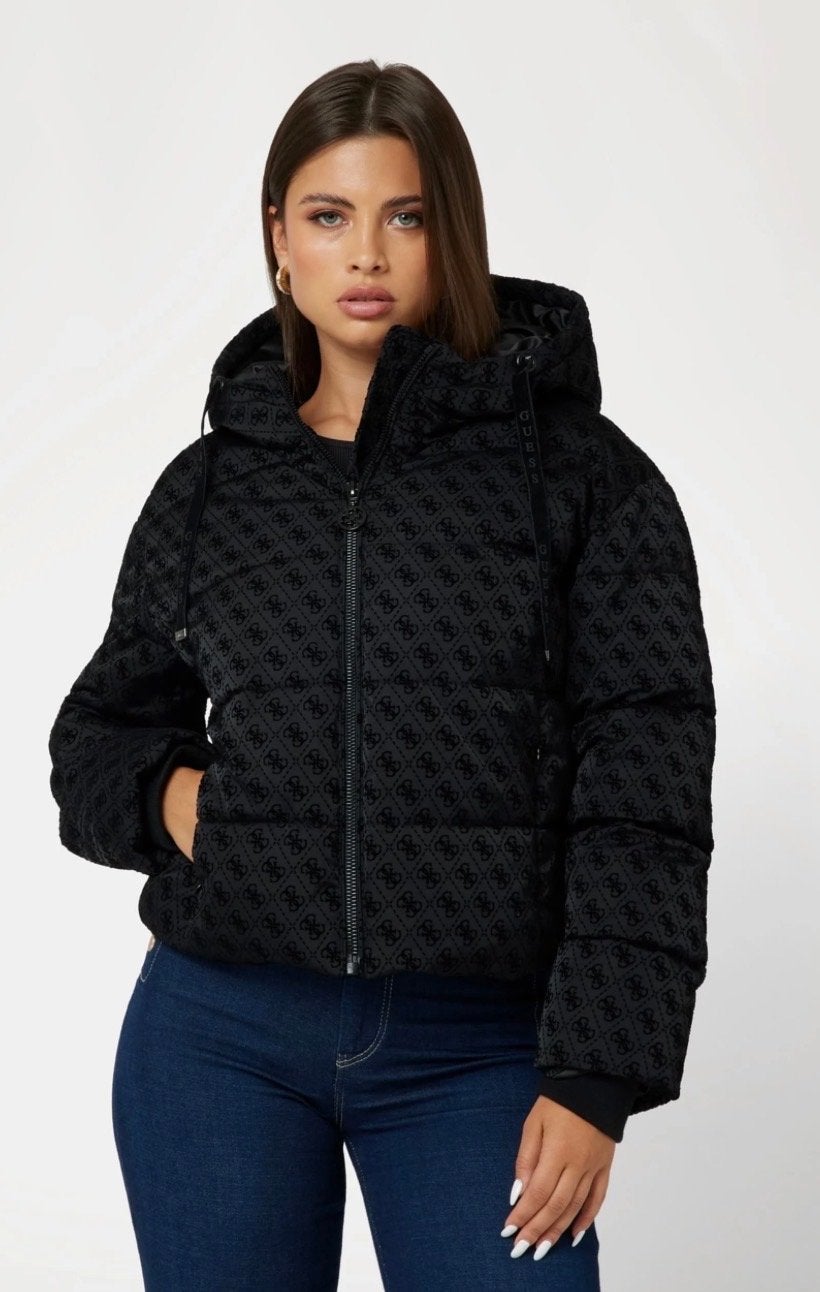 Guess Winterjas - Zwart met logo print 38/m, Ophalen of Verzenden, Nieuw, Maat 38/40 (M), Zwart