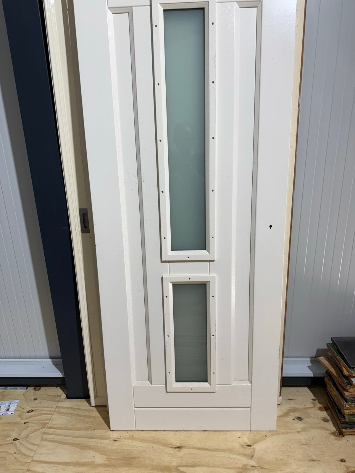 Merbau buitendeur met glaspanelen, Ophalen, Gebruikt, 80 tot 100 cm, Binnendeur