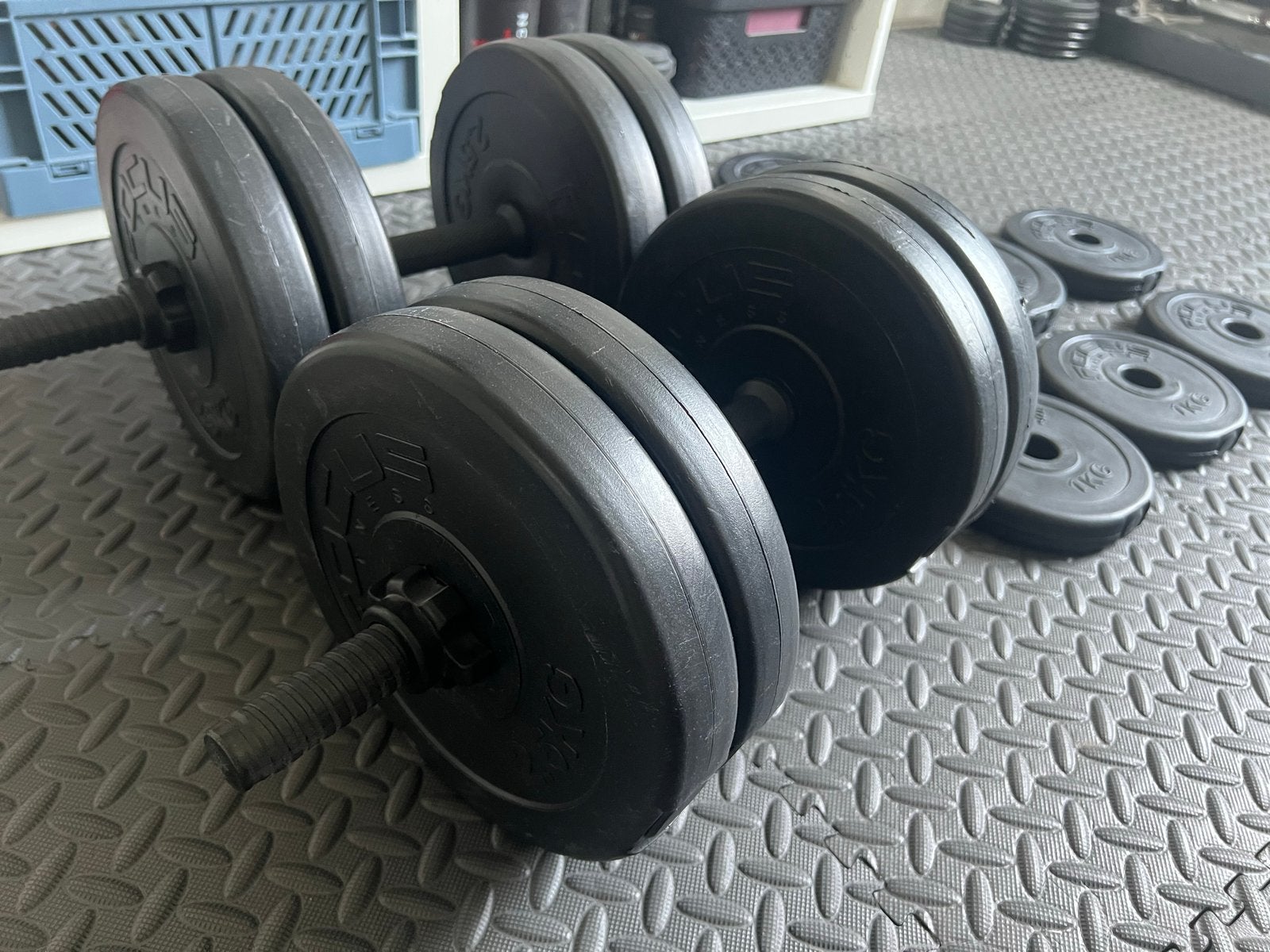 Verstelbare Dumbbell Set - 29kg Totaal, Sport en Fitness, Fitnessmaterialen, Ophalen, Gebruikt, Armen, Halterset