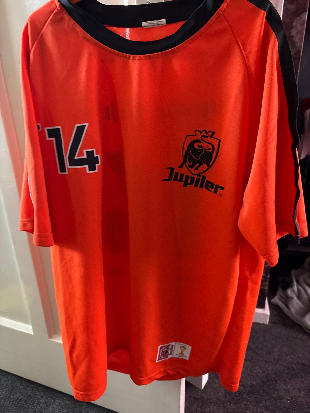 Oranje Jupiler WK 2014 Shirt - Maat L, Sport en Fitness, Maat L, Ophalen of Verzenden, Gebruikt, Shirt