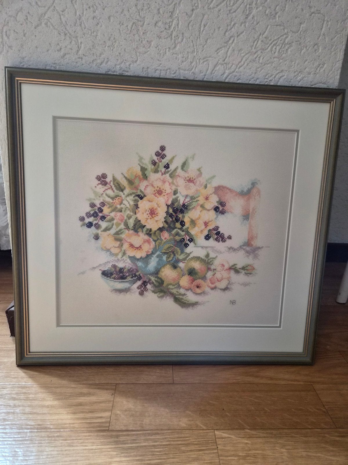 Geborduurd Marjolein Bastin schilderij, ingelijst (54x54 cm), Ophalen, Zo goed als nieuw