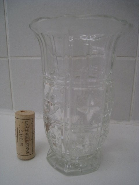 Kleine vaas in glas, hoogte 13cm, diameter 8cm, Ophalen of Verzenden