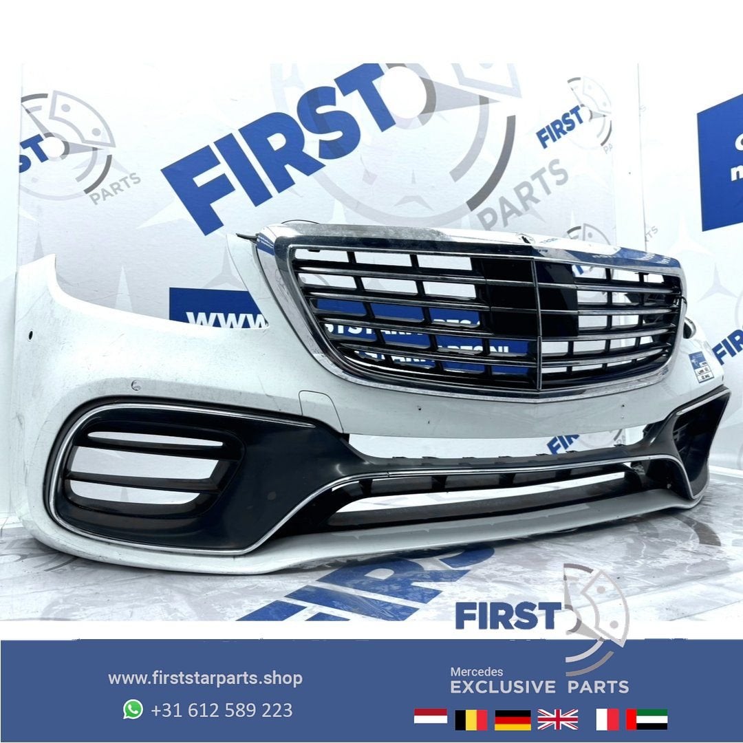 W222 S63 S65 AMG Voorbumper Mercedes S Klasse 2017 ZWART WIT, Gebruikt, -, Voor, Ophalen of Verzenden