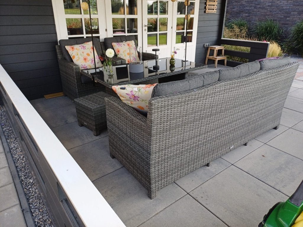 Lounge tuinset, Tuin en Terras, Tuinsets en Loungesets, Zo goed als nieuw, Loungeset, Kunststof, Bank, Eettafel, Hocker, Stoel
