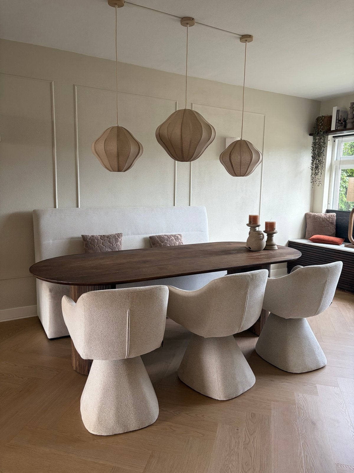 Eetkamerbank met Light & Living stoelen, Ophalen, Overige kleuren, Drie, Zo goed als nieuw