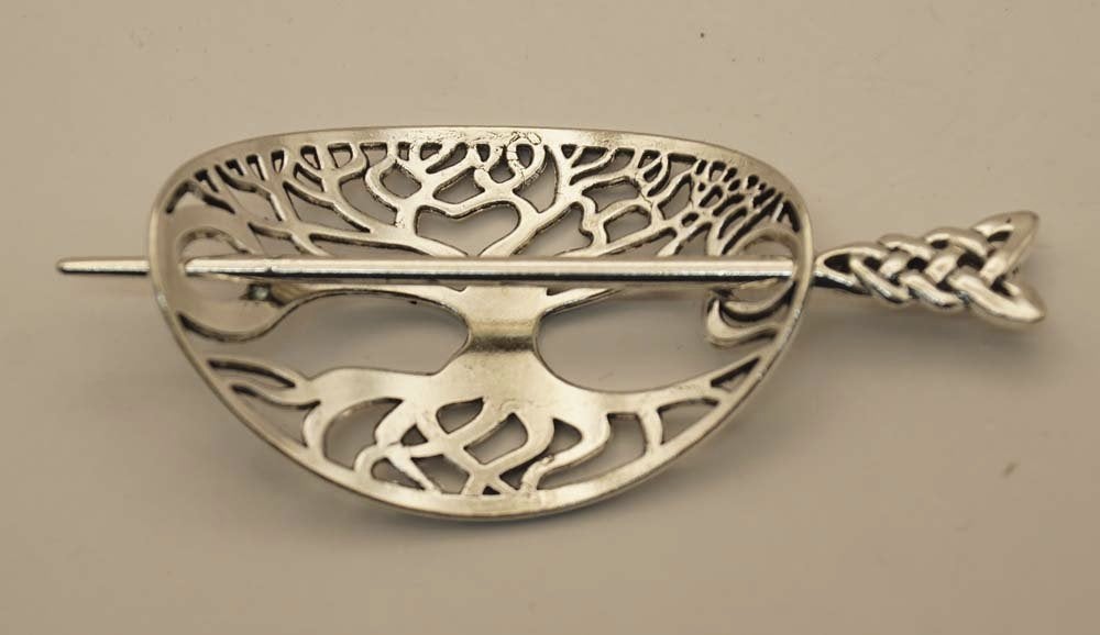 Haarspeld + stokje levensboom in de kleur zilver, Importeur :  Riemen bretels, Marktplaats@riemen-bretels.nl, Haarspeld, Verzenden