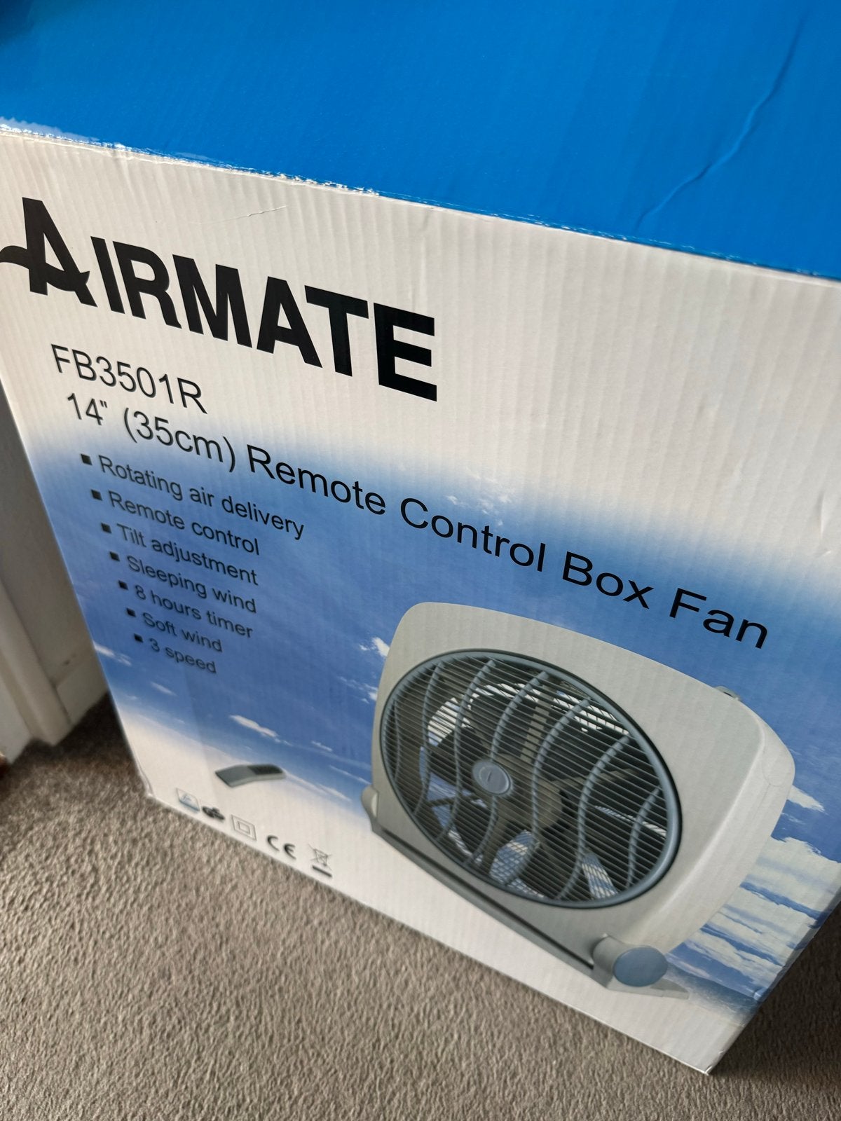 Nieuwe Airmate FB3501R Box Ventilator met Afstandsbediening, Witgoed en Apparatuur, Ventilatoren, Ophalen of Verzenden, Ventilator met afstandsbediening