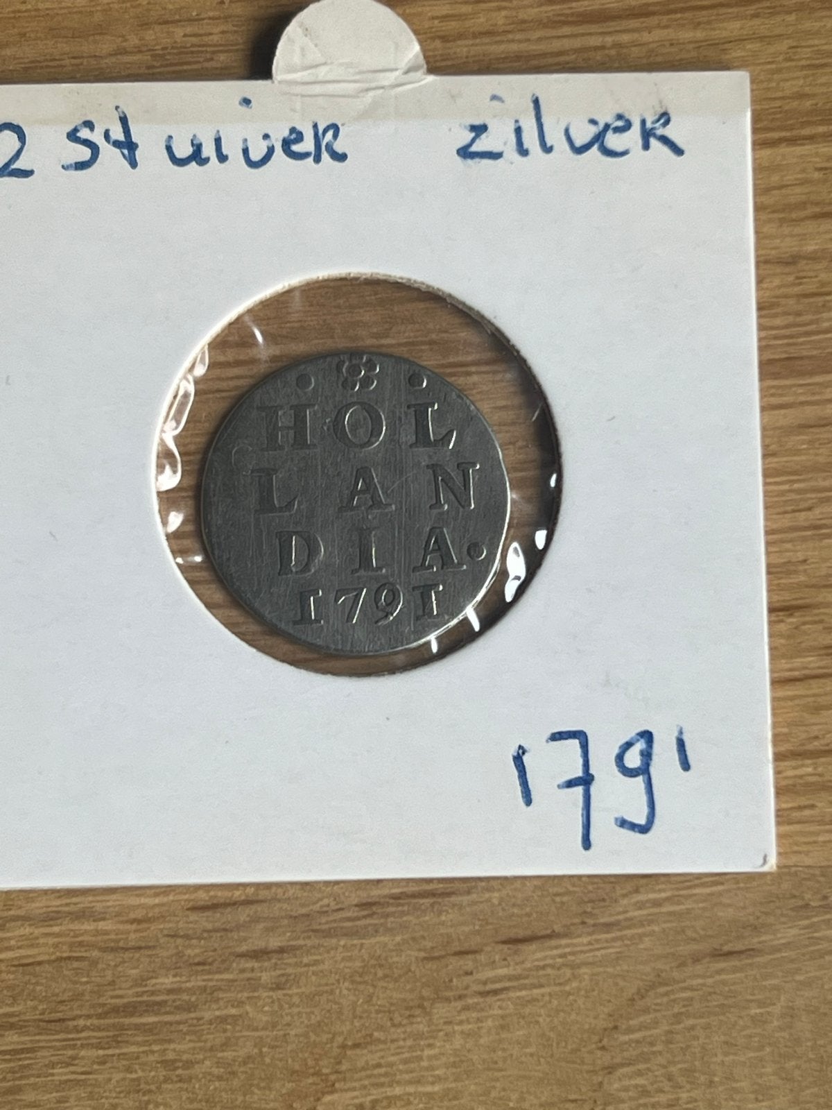 Zilveren 2 Stuiver munt 1791 Hollandia, Vóór koninkrijk, Zilver, Losse munt, Overige waardes