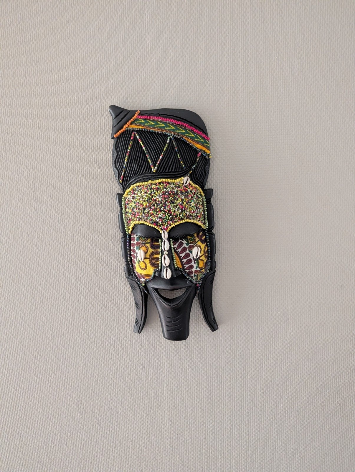 Decoratief masker uit Gambia, 40cm hoog, Afrika, Masker, Handgemaakt, Meerkleurig