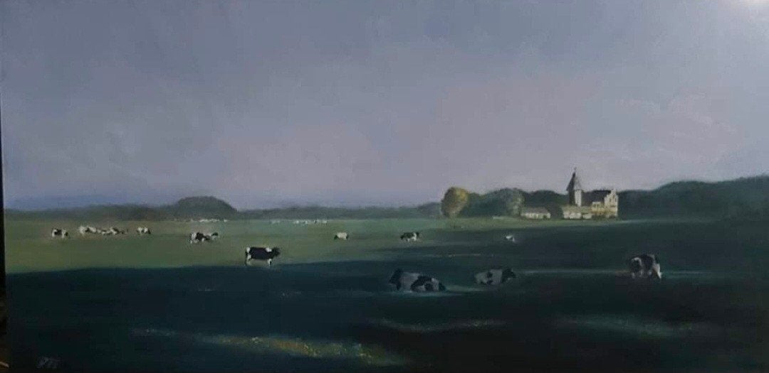 Schilderij landschap overijssel, Antiek en Kunst, Ophalen of Verzenden