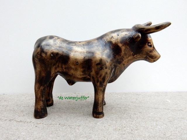 121* Bronzen spaanse stier (Boven €75 geen verzendkosten), Ophalen of Verzenden, Nieuw, Overige materialen, Dierenbeeld