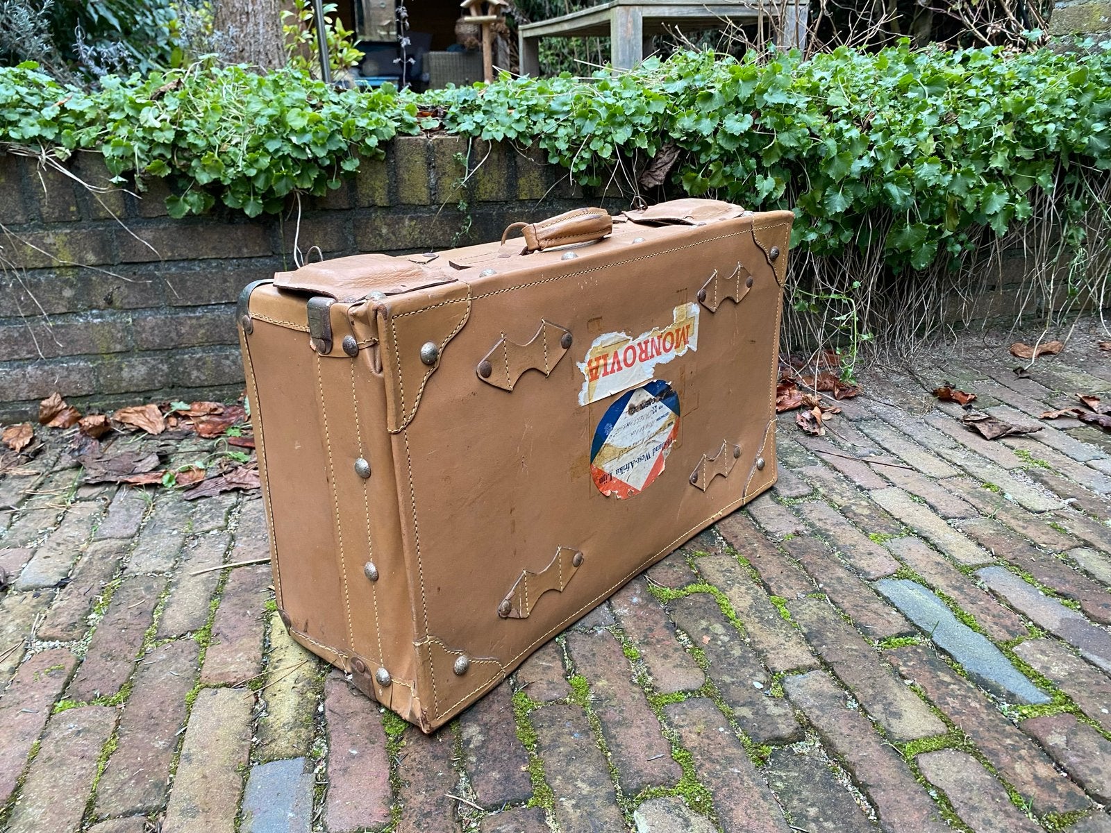 Vintage Koffer/Reiskoffer met Stickers, Ophalen
