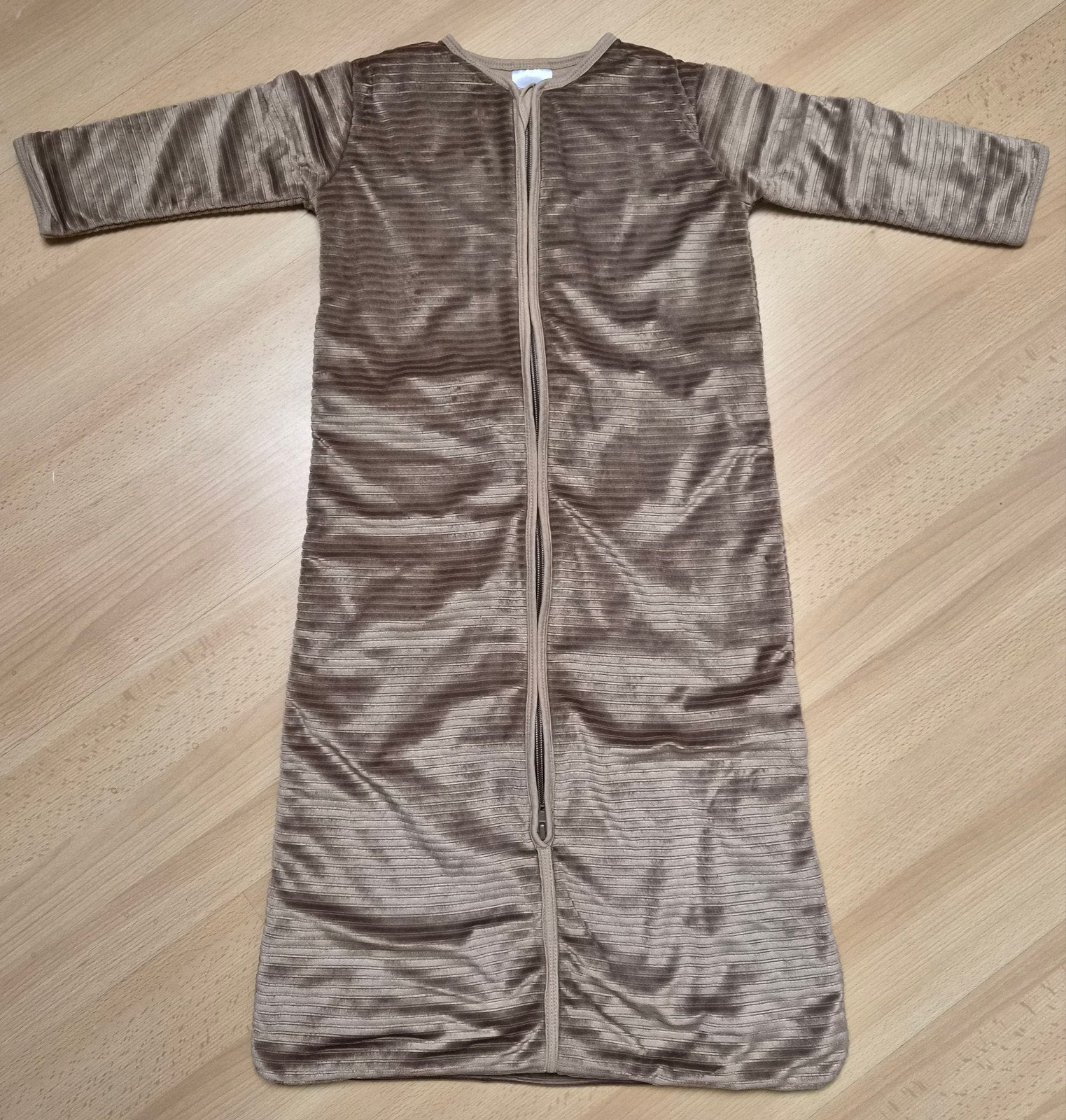 Bruine zachte rib fleece slaapzak maat 90, Ophalen of Verzenden, Zo goed als nieuw, Bruin, Slaapzak