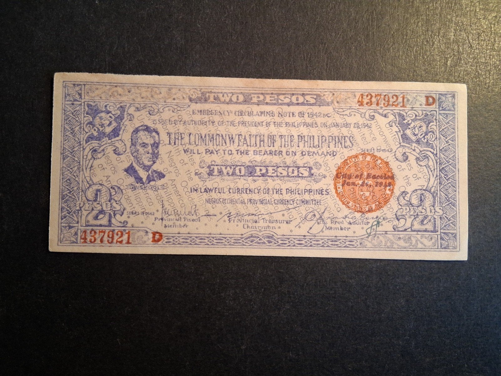 2 Pesos philippines-Negros- Occidental 1942, Ophalen of Verzenden, Zuidoost-Azië, Los biljet