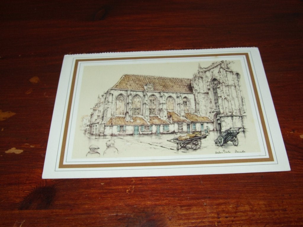 175- Anton Pieck kaart Deventer, ca. 11,5 x 16,5 cm, 1960 tot 1980, Gebruikt, Verzenden, Gebouw