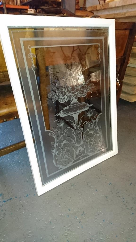 Antiek geëtst raam met prachtig mooi motief 90 cm x 67 cm, Antiek en Kunst, Curiosa en Brocante, Ophalen