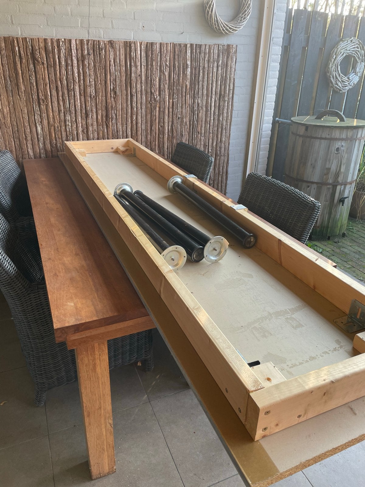 Aanrechtblad met poten. Tegen elk aannemelijk bod, Huis en Inrichting, Gebruikt, 200 cm of meer, 50 tot 100 cm, Tafelblad