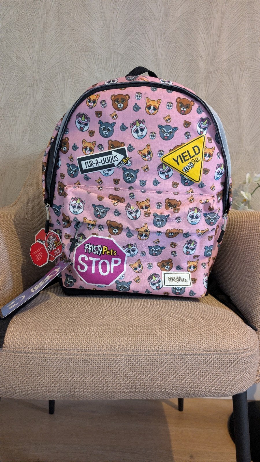 Roze Feisty Pets rugzak met USB-oplaadkabel, 25 tot 40 cm, Nieuw, 30 tot 45 cm, Ophalen