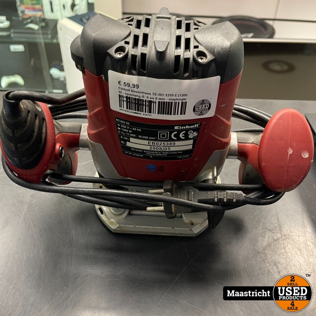 Einhell Bovenfrees TE-RO 1255 E (1200 W - spantang Ã 6 en 8, Einhell, Gebruikt, Support@einhell.com, Einhell Germany AG, Wiesenweg 22, 
94405 Landau an der Isar
Germany