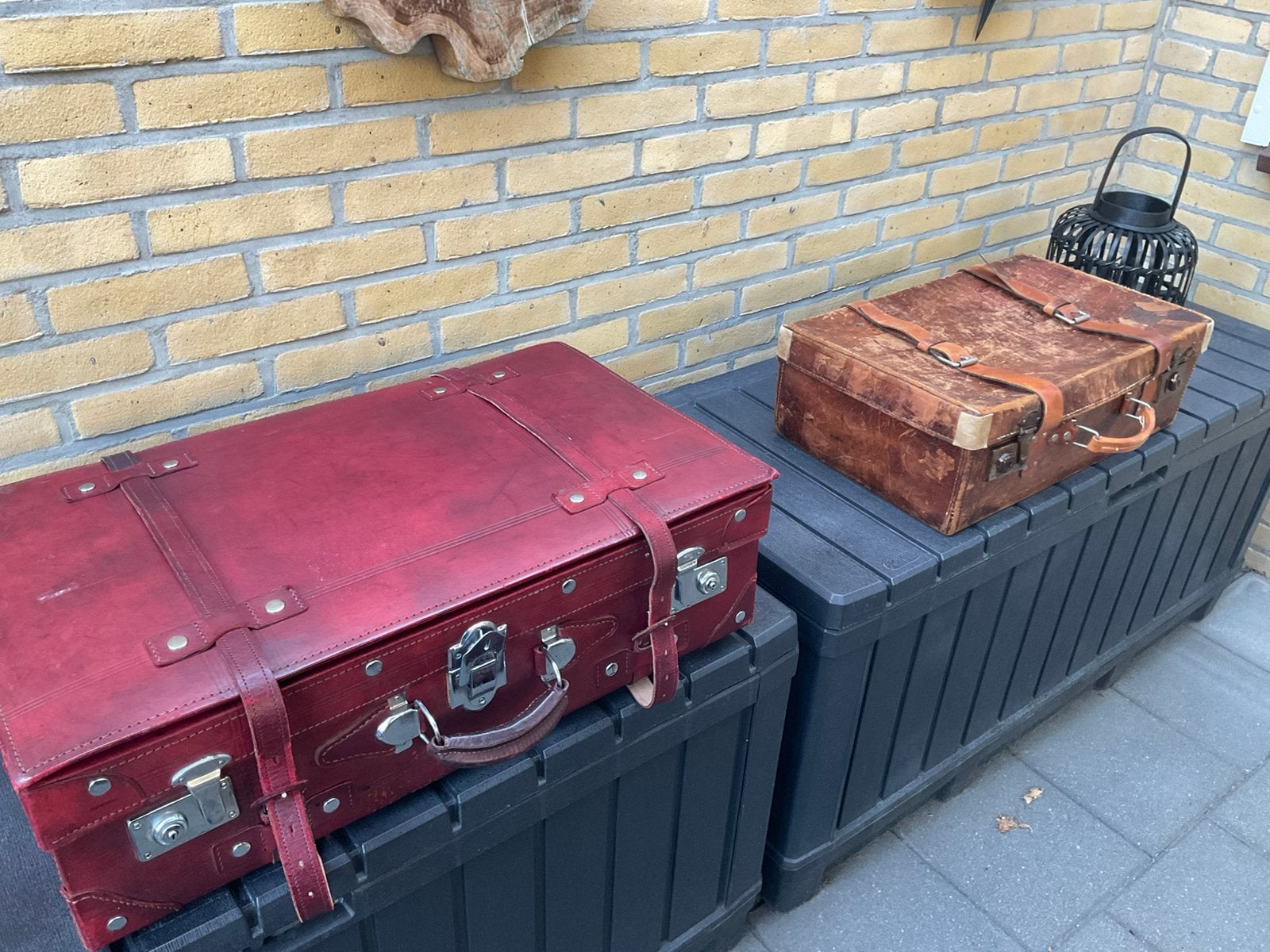 Twee echt leren koffers mag per stuk, Overige materialen, Minder dan 50 cm, Gebruikt, 50 tot 100 cm