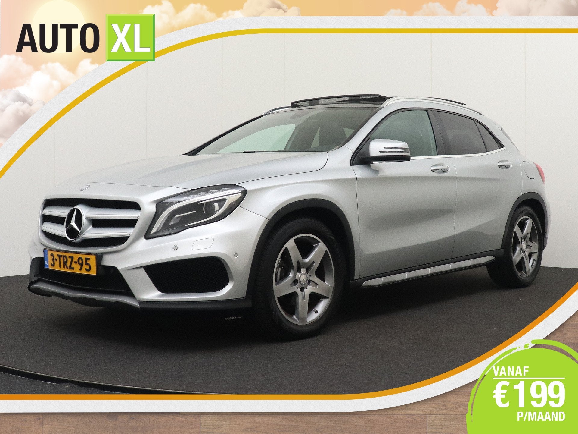 Mercedes-Benz GLA 200 157 PK Aut. AMG-Line Pano-Dak Memory T, Auto's, Dealer onderhouden, Gebruikt, 715 kg, Bi-Xenon koplampen