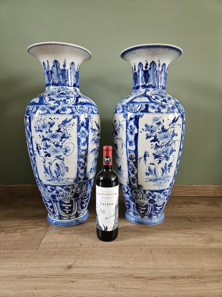Set van 2 vloervazen, vaas XXL, blauw wit Chinees/ Aziatisch, Ophalen