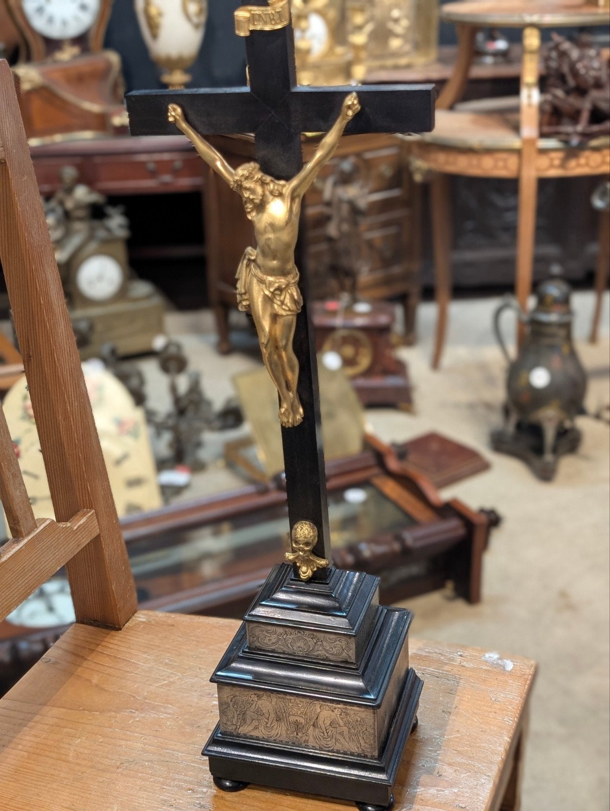 Antieke corpus verguld brons. €395.  59 cm hoog, Antiek en Kunst, Ophalen