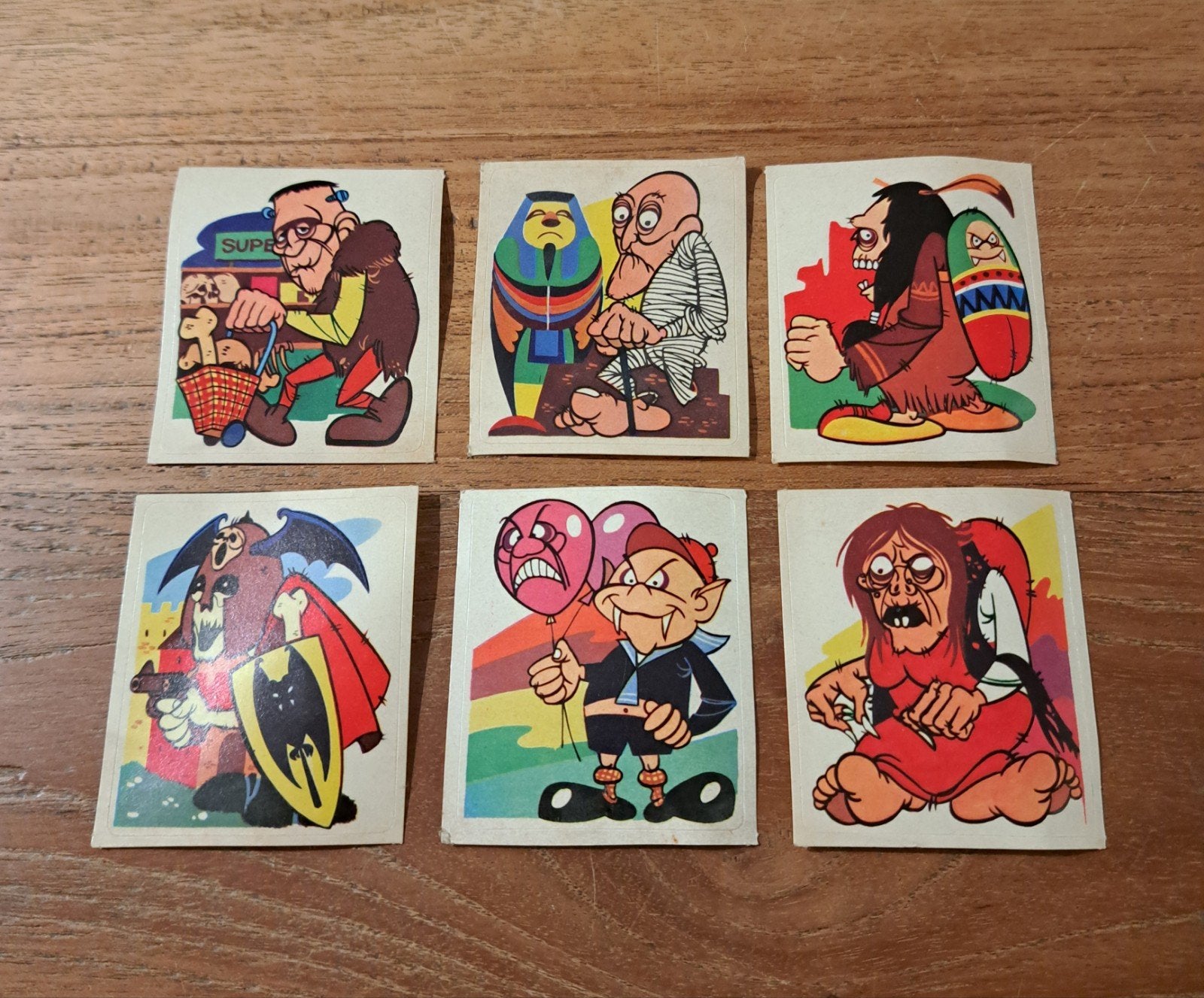 6x Vintage Dunkin Hippy Monsters Stickers (1974) – Ongeplakt, Ophalen of Verzenden, Zo goed als nieuw