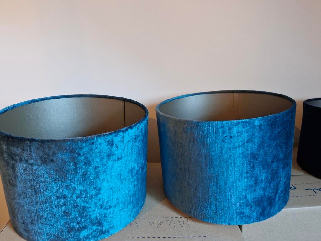 3 Petrol Blauwe Lampenkappen - Diverse Maten, Ophalen, Gebruikt, Blauw, Rond
