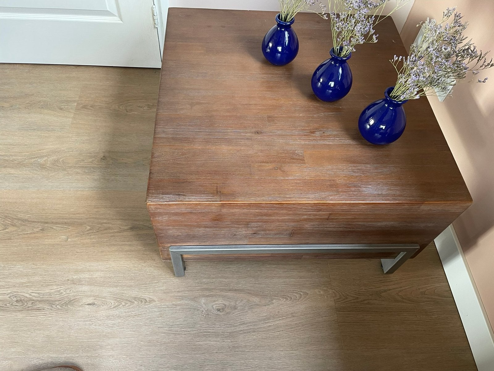 2 bijzettafels met glazen binnenlade, Minder dan 55 cm, Vierkant, Glas, Ophalen