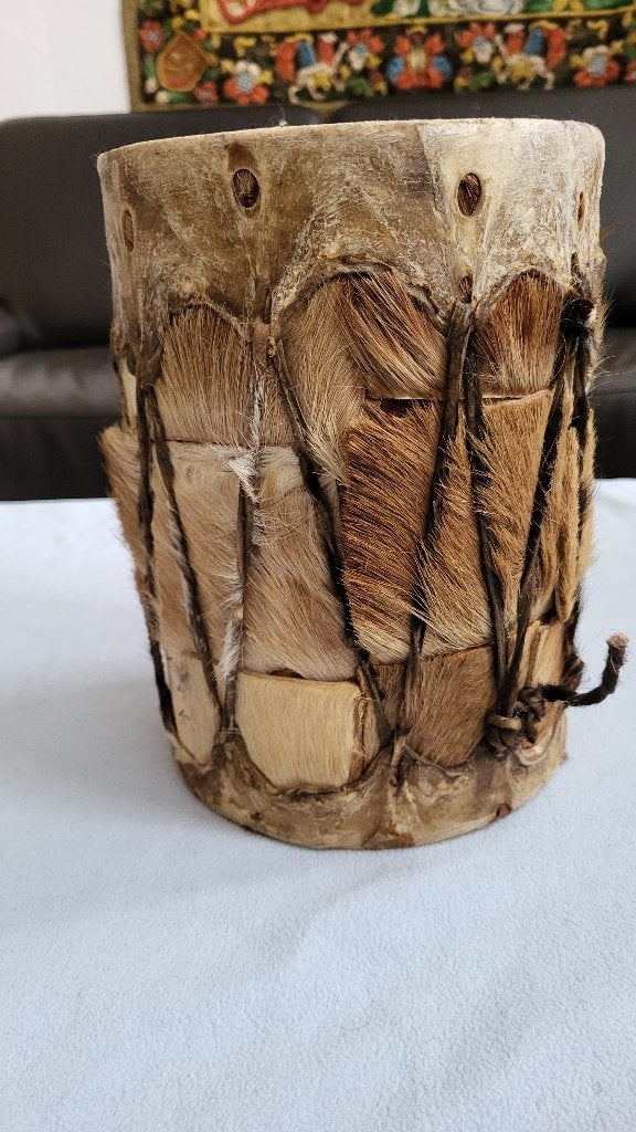 ~ Echte Afrikaanse Lederen Djembe Trommel ~, Antiek en Kunst, Ophalen, Natuurlijk materiaal, Afrika, Overige typen