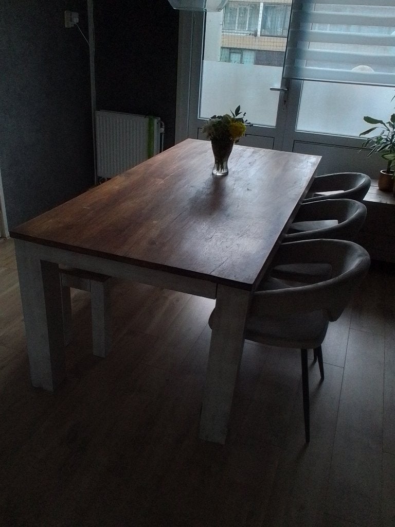 Teak eettafel, salontafel., Huis en Inrichting, Tafels | Eettafels, Ophalen, Gebruikt, Teakhout, 200 cm of meer