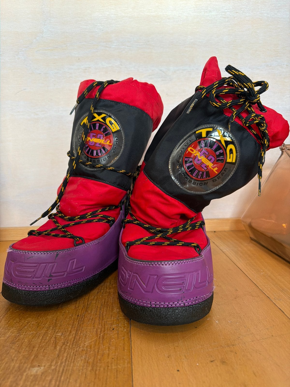 Vintage O'Neill Snowboots Jaren '80/'90 - Rood, Paars, Zwart, Ophalen of Verzenden, 100 tot 140 cm, Snowboots, Overige merken
